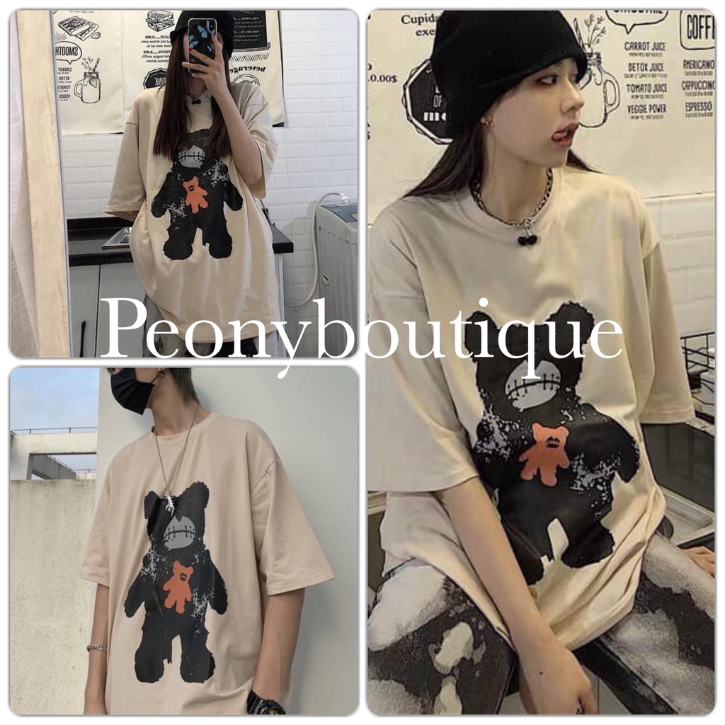 Áo Thun 3158 Gấu Cam Nhỏ PEONYB Unisex [FREESHIP]  Phông form rộng tay lỡ oversize vintage hàn quốc cá tính Ulzzang