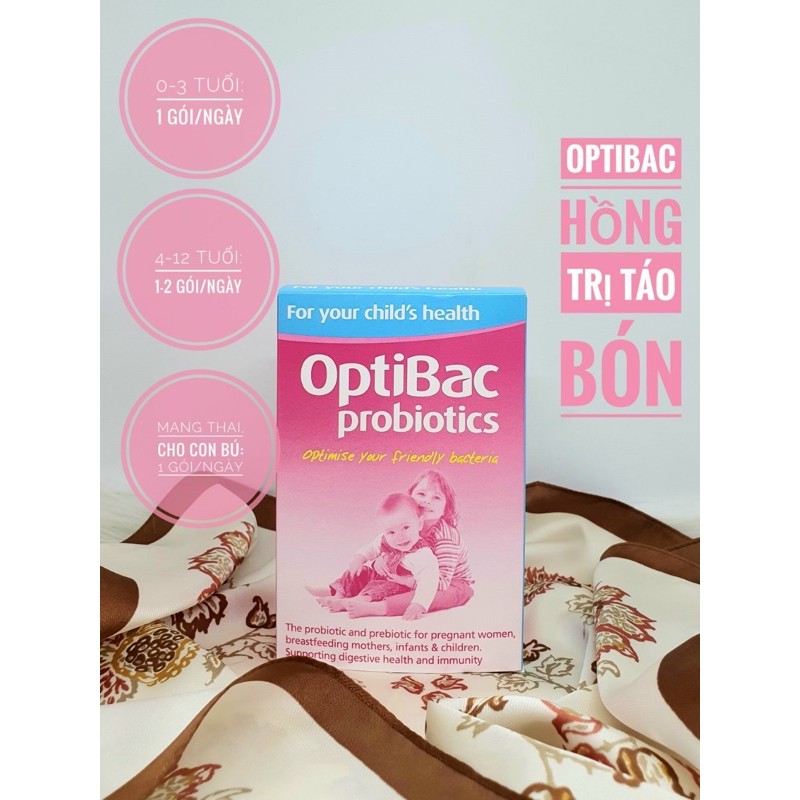 Men vi sinh Optibac probiotics màu hồng bổ sung hàng tỷ lợi khuẩn cho đường ruột