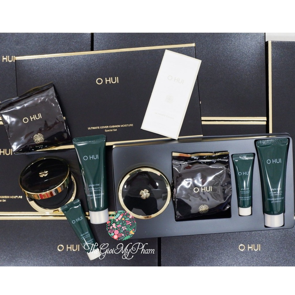 Set Phấn Nước Ohui 4 Món #HỘP ĐEN - OHui Ultimate Cover Cushion Moisture Special #1 Milk Beige
