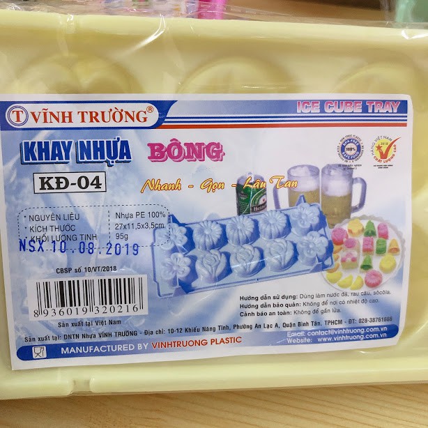 Khay nhựa làm đá khuôn râu câu hình 10 bông hiệu vĩnh trường