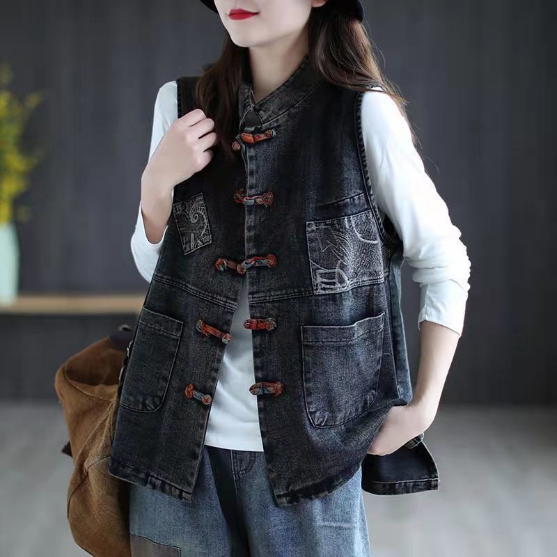Áo vest cowboy 2021 mùa xuân in chữ nghệ thuật RETRO lar lar nel stream 2021 cho nữ ưa chuộng | BigBuy360 - bigbuy360.vn