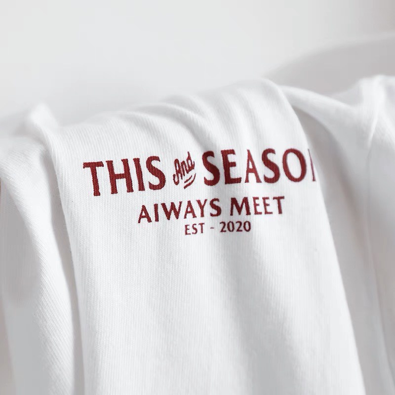 Áo thun tay ngắn Boin store chất cotton co dãn 4 chiều in chữ SEASON from rộng _ hình thật kèm clip