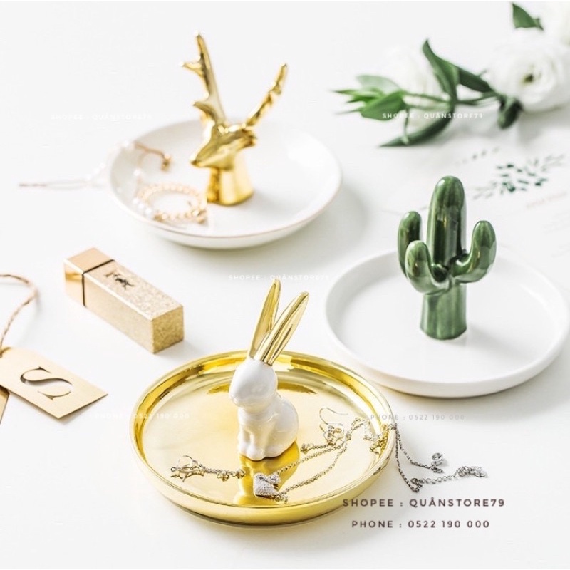 Đĩa gốm chụp ảnh trang sức decor shop