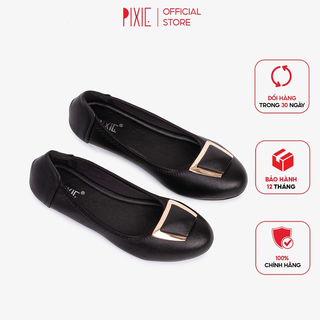 Giày Búp Bê Mũi Tròn Gắn Khoá Lót Đệm Êm Chân Pixie X602