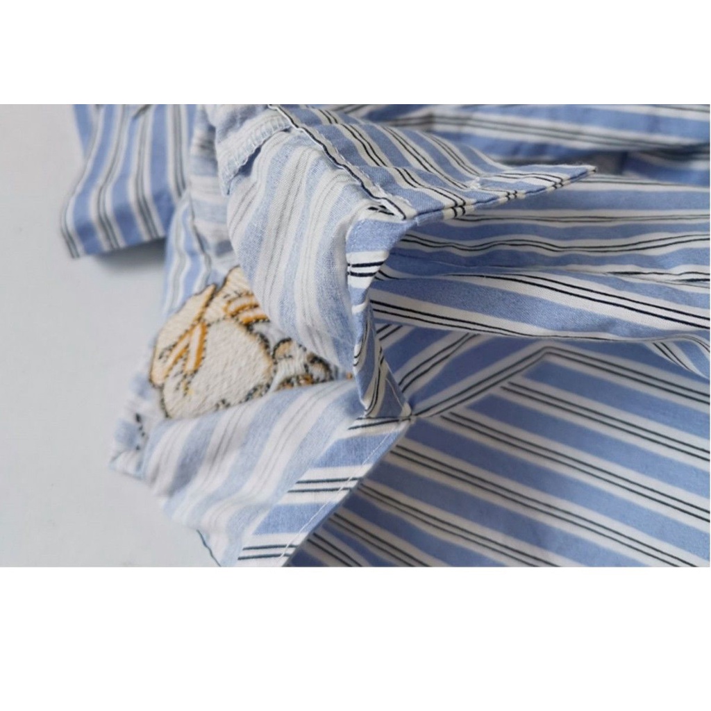 Áo Sơ Mi Tay Dài Kẻ Sọc In Họa Tiết Hoạt Hình Phong Cách Cổ Điển Thời Trang Cho Nữ