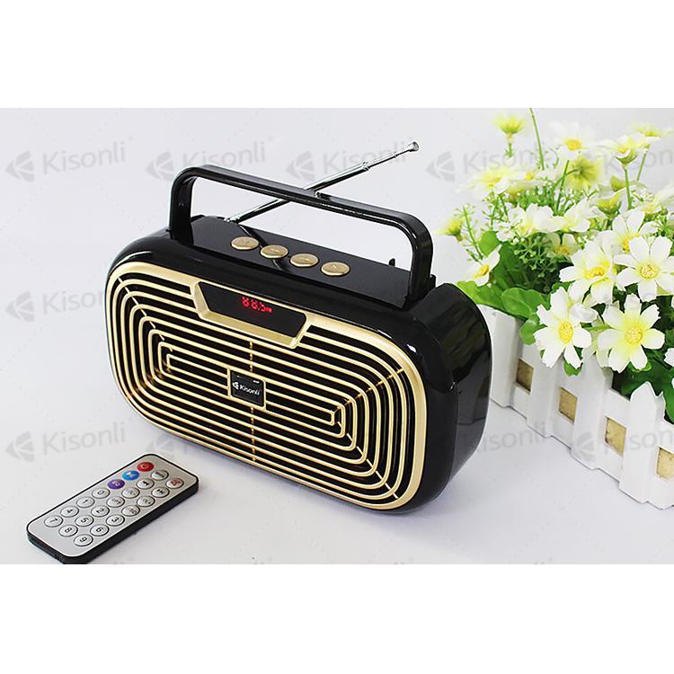 Loa bluetooth Kisonli KS-1990 tích hợp anten, kèm romote, hỗ trợ thẻ nhớ/ USB/ FM/ AUX (Màu ngẫu nhiên)