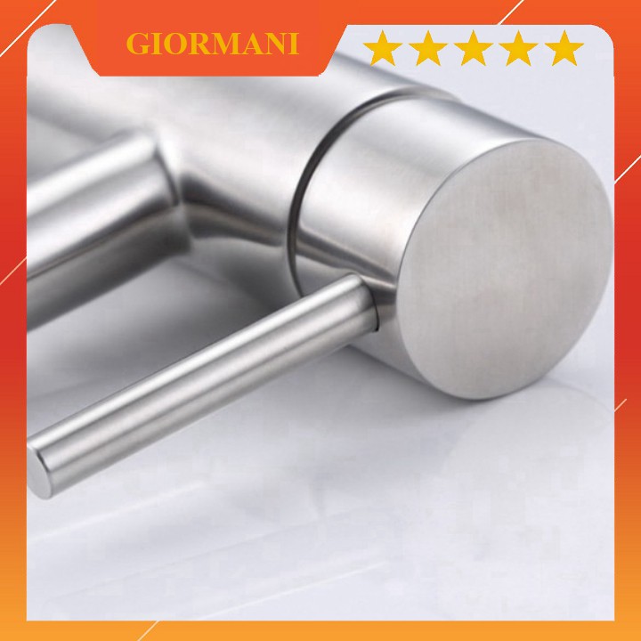 Vòi chậu rửa mặt dương bàn inox 304 cao cấp SNL28 tặng đôi dây cấp inox