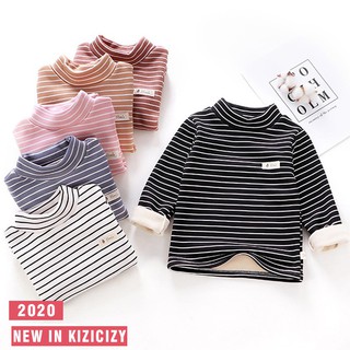 BK02 Áo LÓT LÔNG cho bé gái, bé trai, dài tay, kẻ ngang, áo giữ nhiệt cho bé