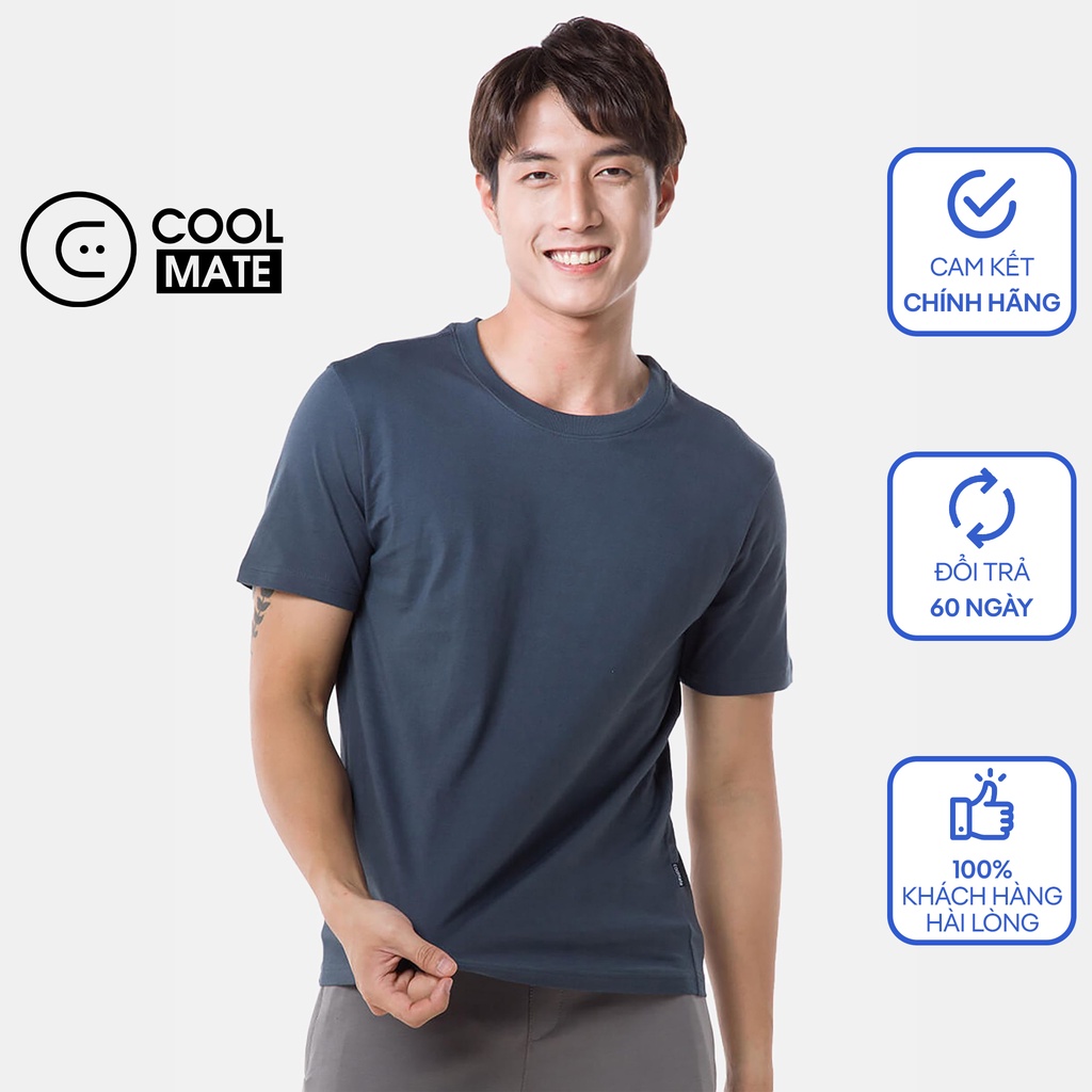 Áo thun nam 100% Cotton Coolmate Basics màu XANH BIỂN thương hiệu Coolmate