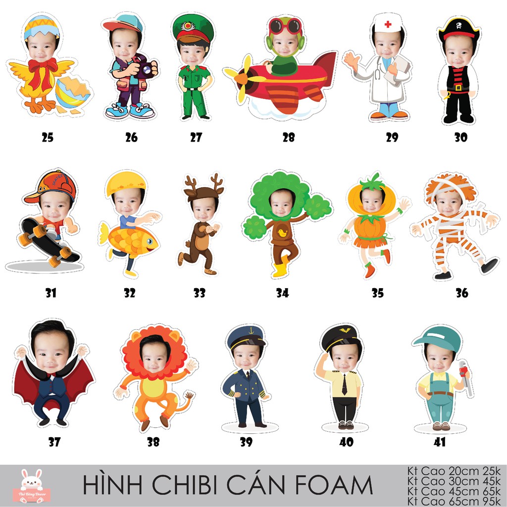 Hình chibi và tên để bàn trang trí sinh nhật cho bé ( hơn 80 mẫu )