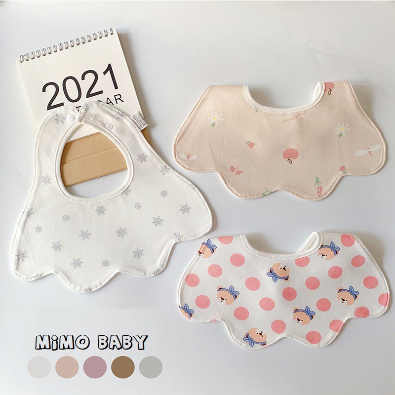 Set 3 yếm cổ hình dẻ quạt cotton mềm mại cho bé Mimo Baby YC07