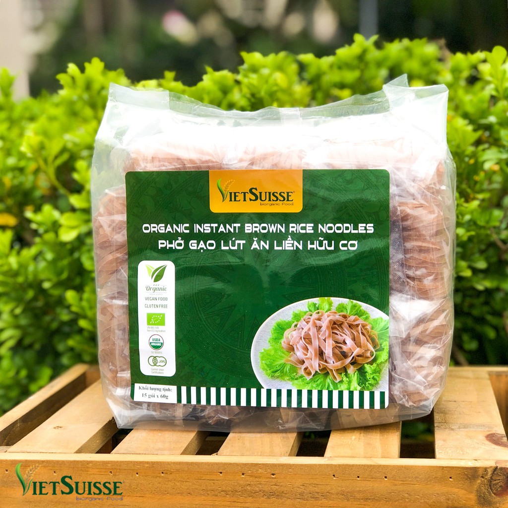 Phở gạo lứt ăn liền hữu cơ Vietsuisse (60g x 15 gói)/túi