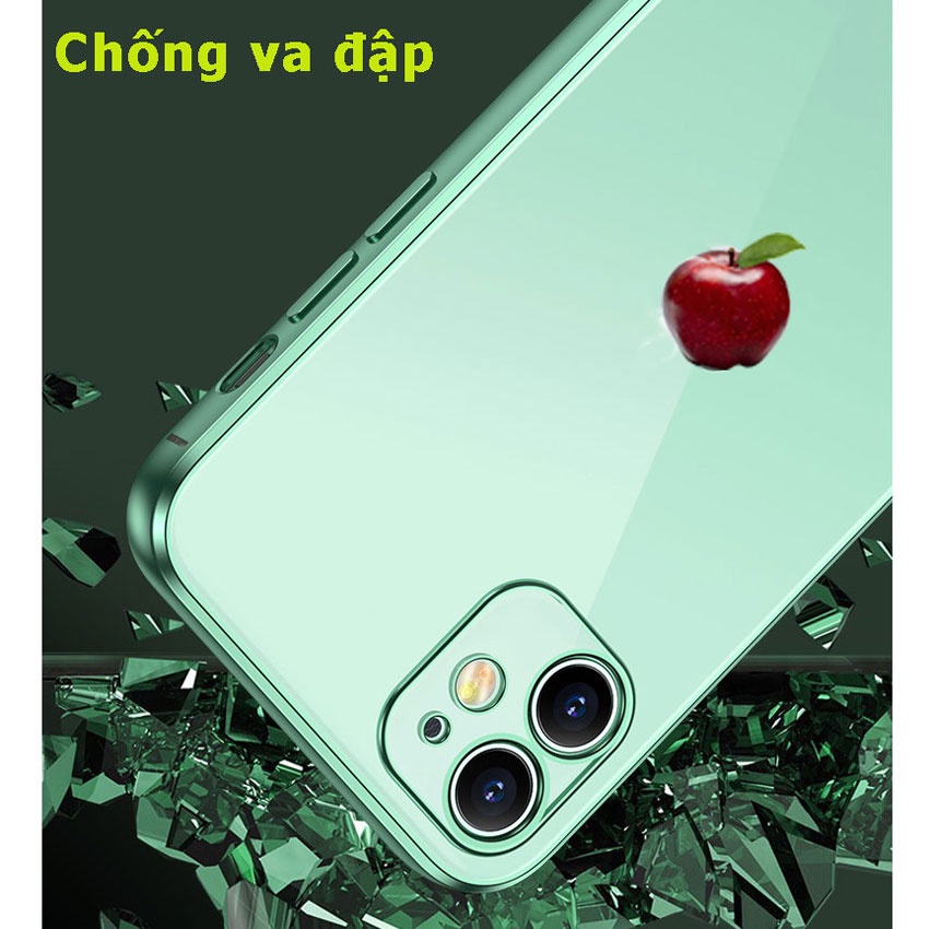 Ốp lưng cao cấp chống sốc- Kiểu dáng vuông lưng trong, mạ viền 7Plus/8Plus/X/Xsmax/11/11Pro,...12 Pro Max