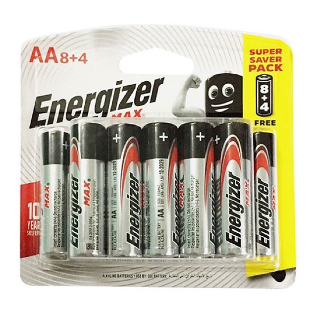 Pin Max 8+4 viên Energizer ( tiểu AA và đũa AAA)