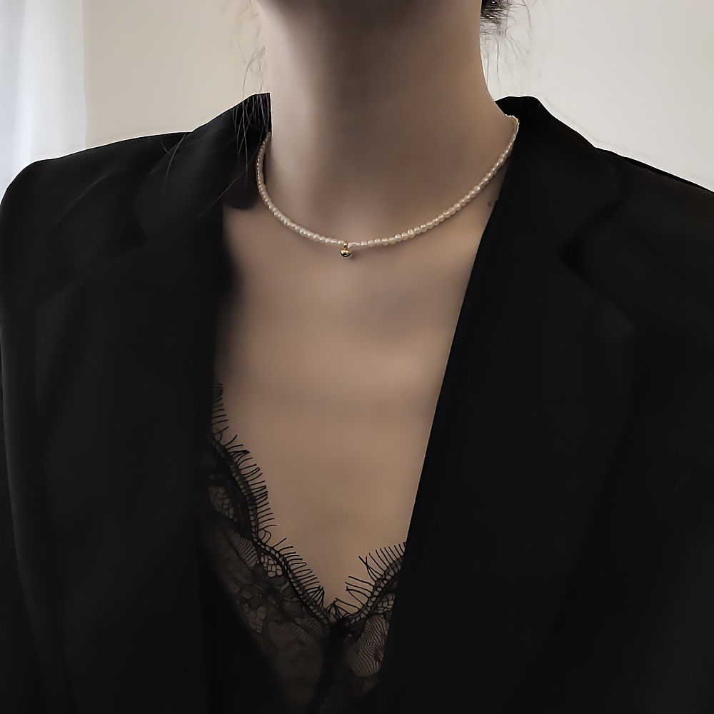 Ahellogirl Vòng cổ Choker Chuỗi Hạt Ngọc Trai Nhân Tạo Thời Trang