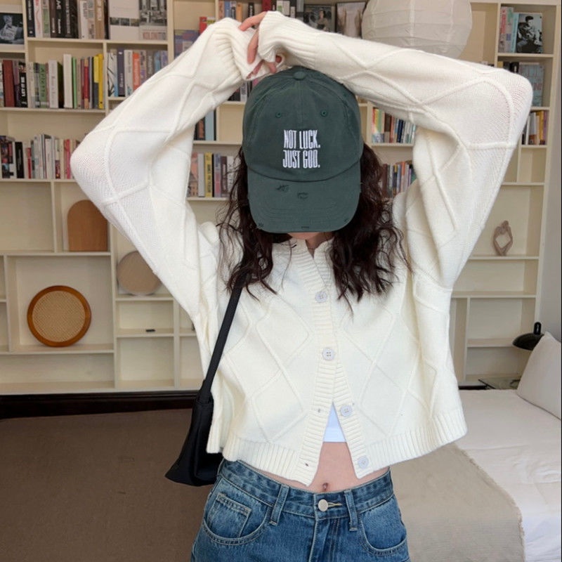 Áo Khoác Cardigan Dệt Kim Dáng Rộng Màu Xanh Lá Thiết Kế Mới Thời Trang Theo Phong Cách Hàn Quốc Cho