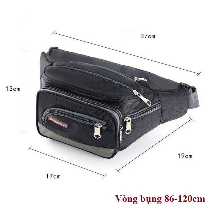 Túi Đeo Bụng 6 Ngăn VSTAR , Túi Đeo Bao Tử Vải Dù Cao Cấp