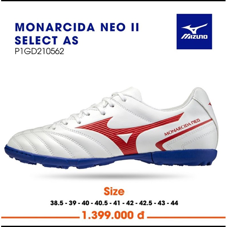 [ MIZUNO ] Giày đá bóng Mizuno Monarcida Neo II Select As Trắng