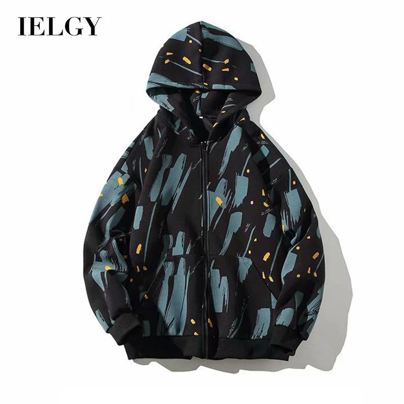 Áo hoodie IELGY họa tiết màu tương phản dễ phối đồ size lớn thời trang cho nam