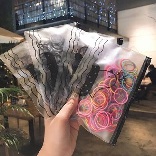 Set 100c chun buộc tóc đựng trong túi zip tha hồ tạo kiểu