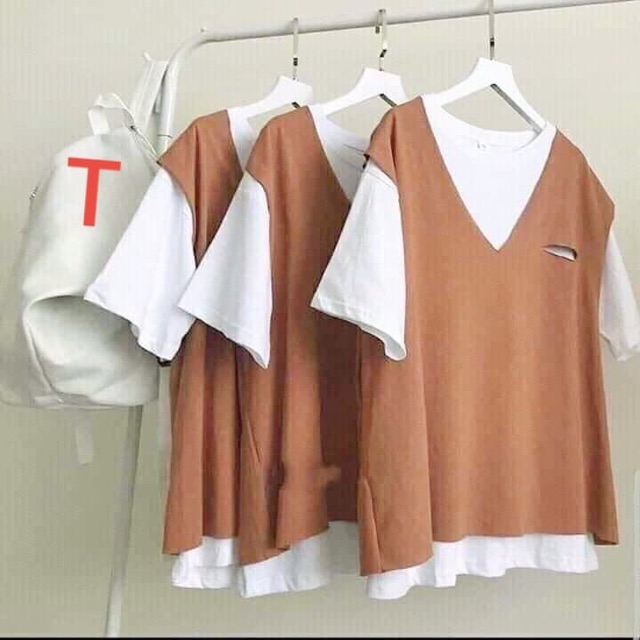 Sét áo trắng trơn kèm gile cổ tim TTK977
