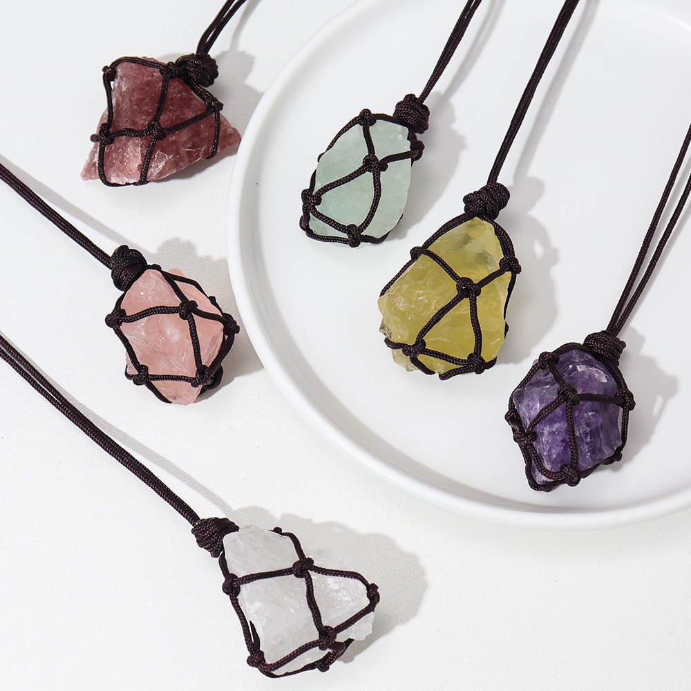 Mặt Vòng cổ Đá Thạch Anh Pha Lê Tự Nhiên Có Túi Đựng