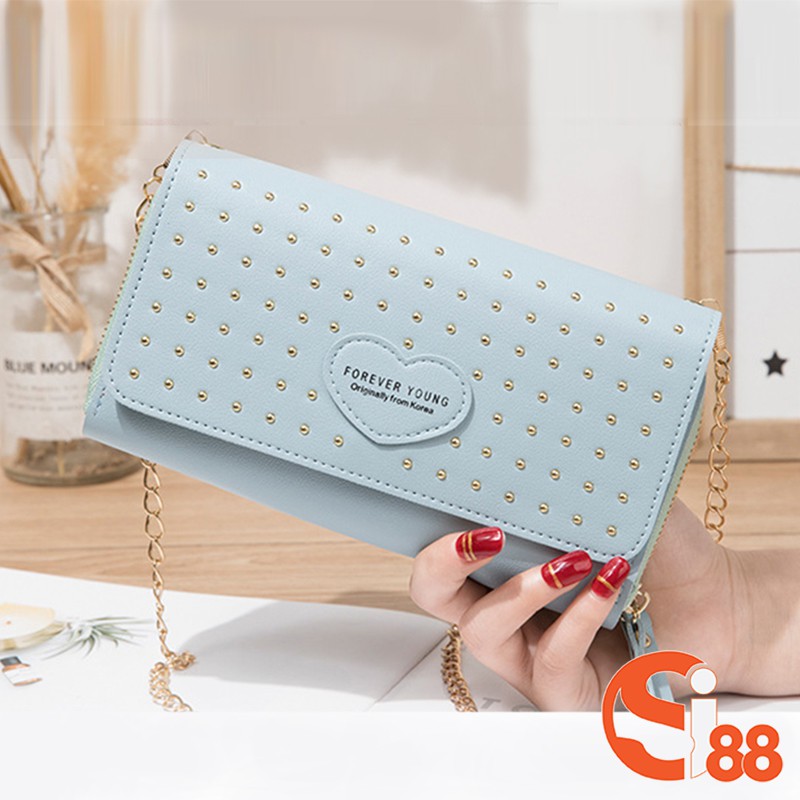 Ví nữ dài cầm tay có dây đeo chéo làm túi xách 2 in 1 - clutch nữ cầm tay dự tiệc sang chảnh VD11