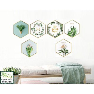 Decal Khung hình Lục giác Hoa
