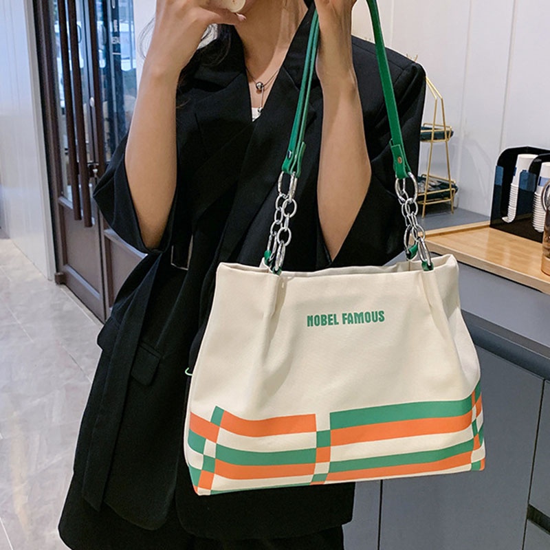 Túi Xách Đeo Vai Vải Bạt Ngăn Chứa Rộng Thời Trang Nữ