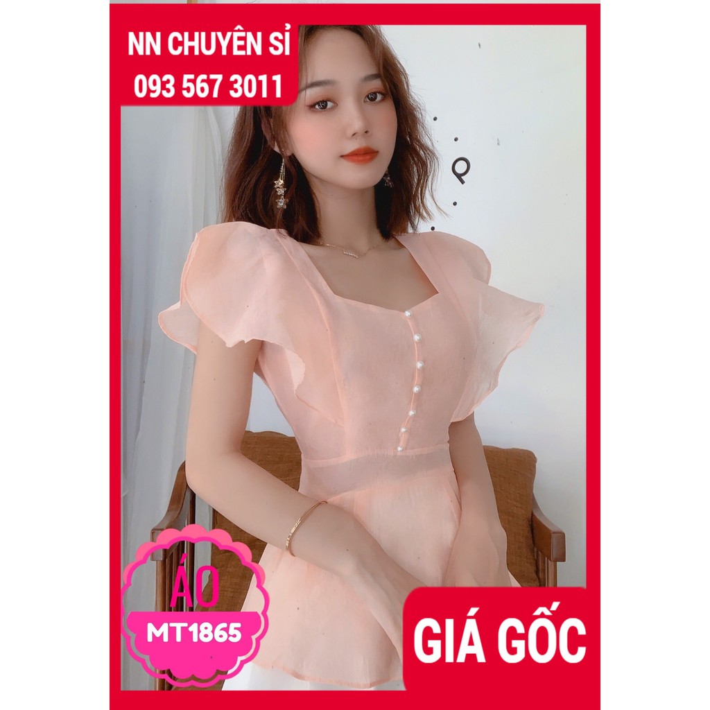 HÀNG ĐẸP - ÁO KIỂU VAI BÈO PHỐI NÚT  MT1865⚡ẢNH TỰ CHỤP⚡ ÁO KIỂU CÔNG SỞ