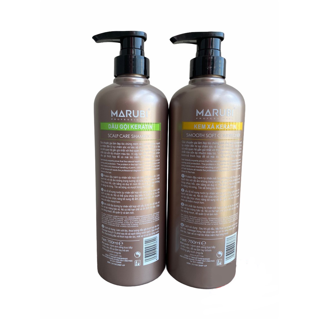 Dầu gội đầu KERATIN MARUBI 750ml cặp dầu gội xả phục hồi hư tổn giảm rụng tóc chính hãng