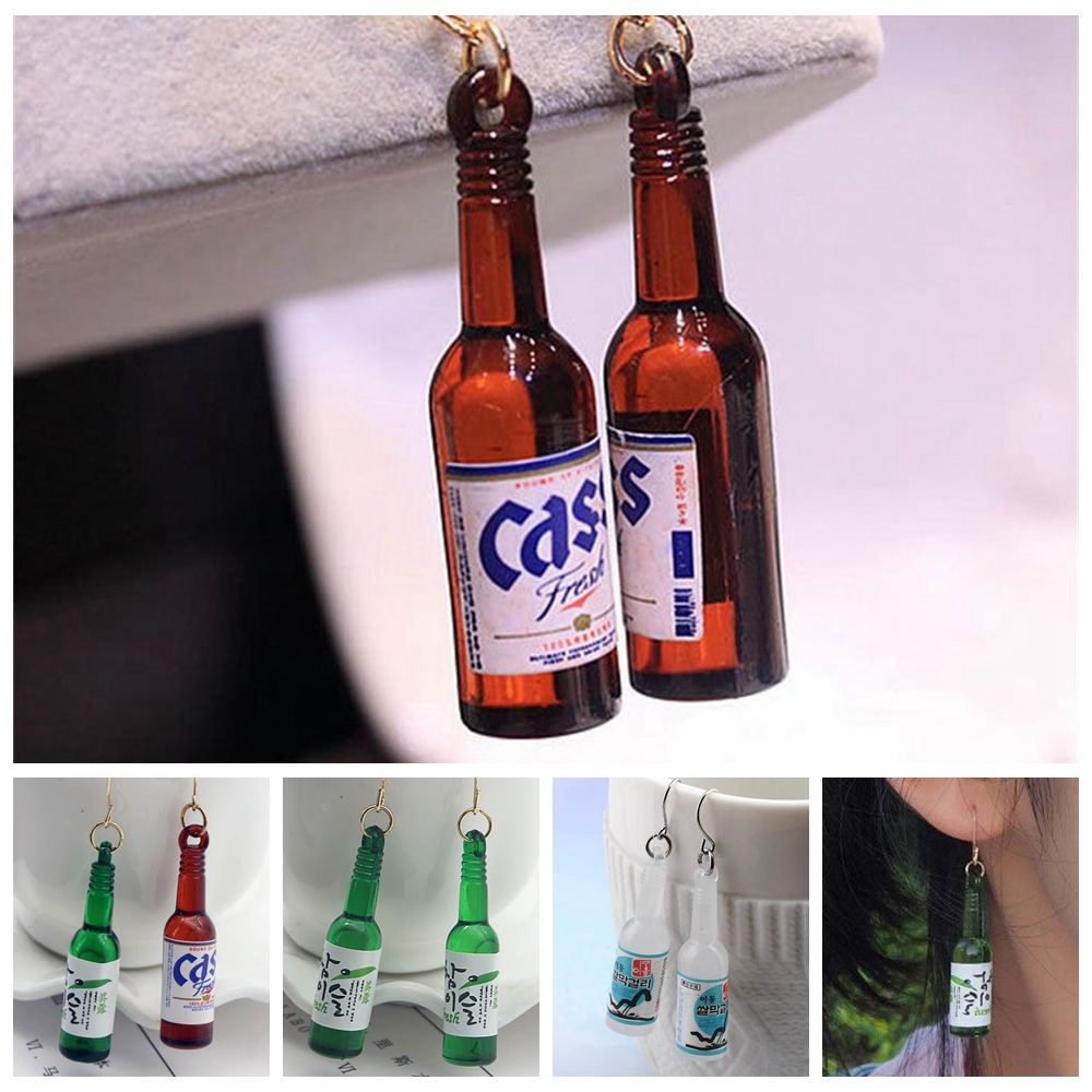 1Pair Creative Party Korean Fashion Drop Dangle Wine Bottle Earrings