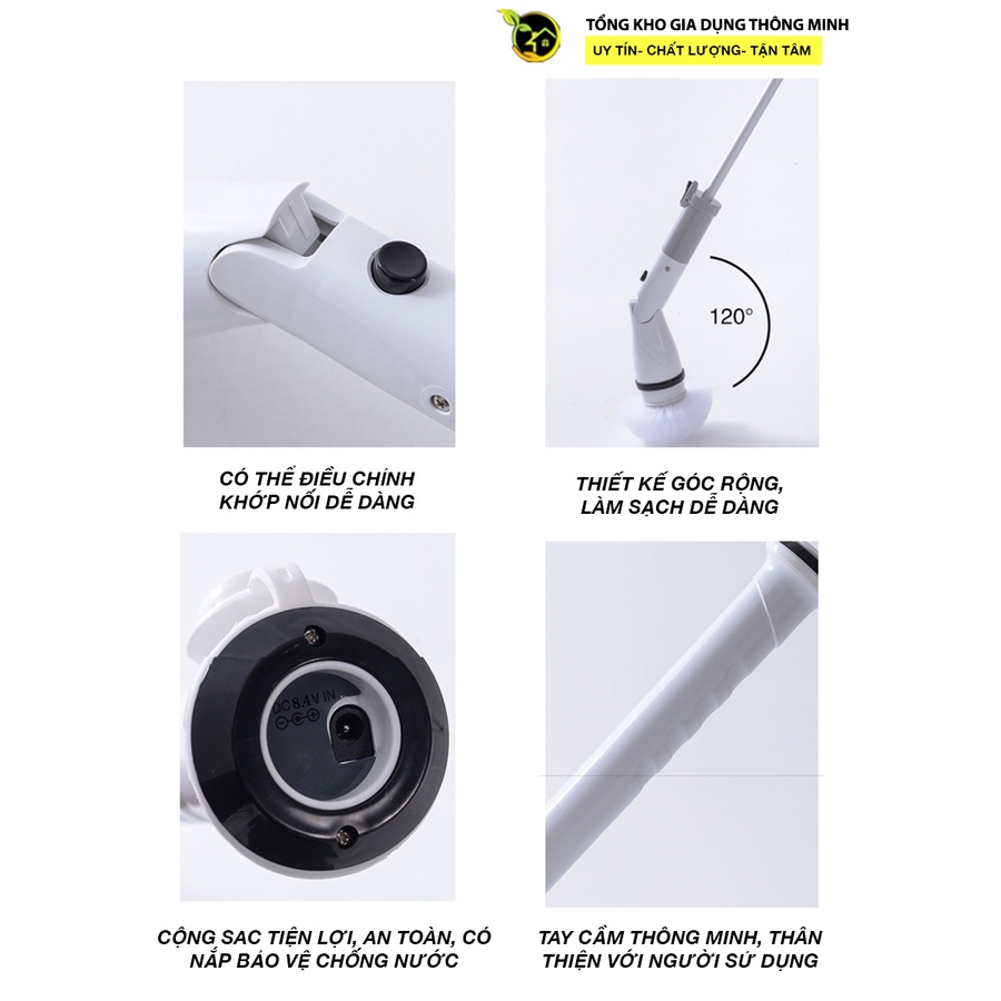 Chổi Điện Cọ Nhà Vệ Sinh Bồn Cầu Toa Let Đa Năng Không Dây Cầm Tay Đa  JESOPB  K129, 4000 MAH