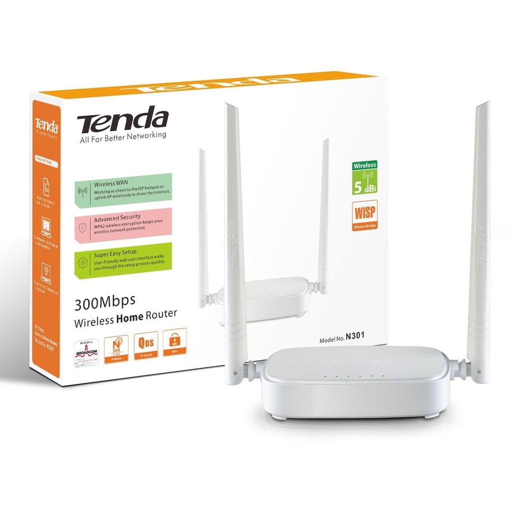 Bộ phát Wifi Tenda N301 (Trắng)