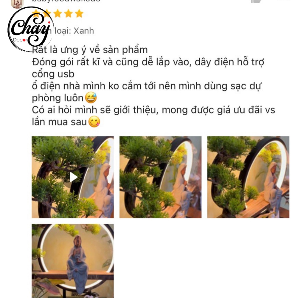 Tượng Phật Quan Âm Bồ Tát Đèn Led, Thác Trầm Phong Thủy, Hàng Cao Cấp Loại I