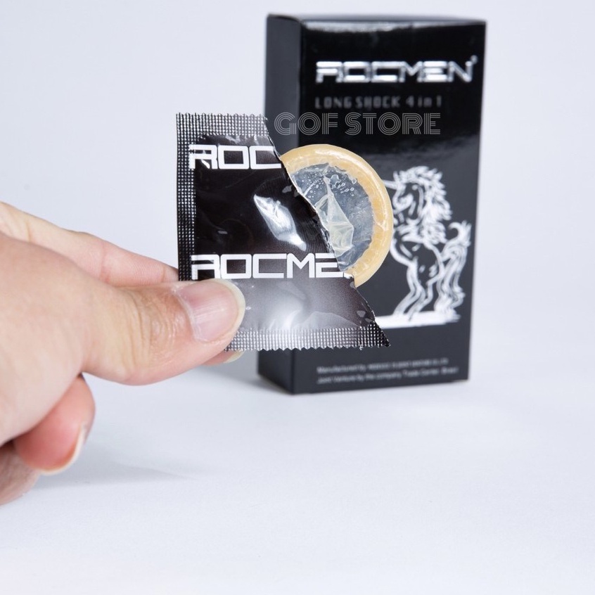 Bao cao su ROCMEN LONG SHOCK, bcs gai gân siêu mỏng chống xuất tinh sớm kéo dài thời gian