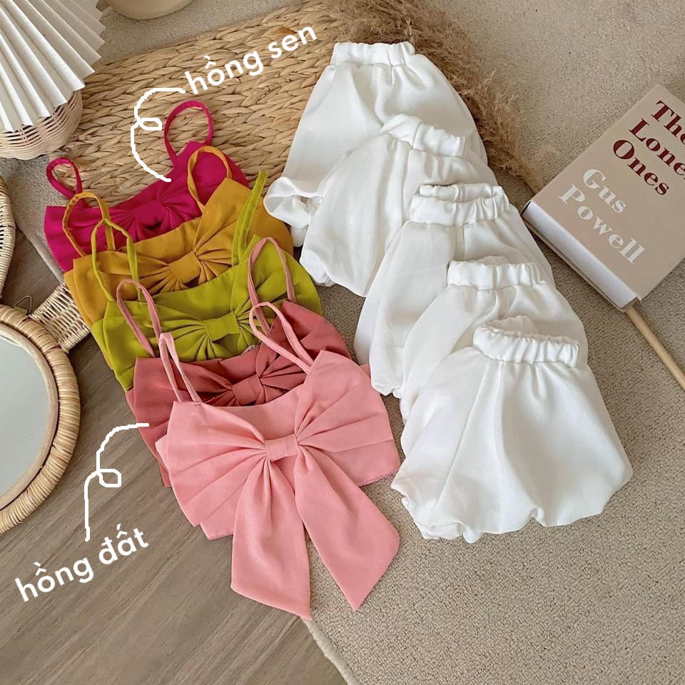 ( 8-20kg ) Đồ bộ bé gái 2 dây nơ xinh xắn AM938 - Quần áo trẻ em TTR18
