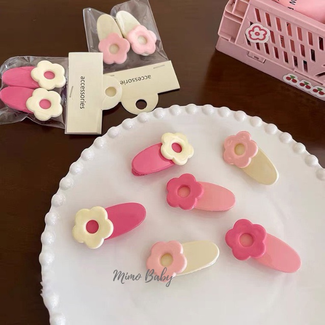 Set 2 kẹp tóc hình bông hoa dễ thương cho bé gái KT35 Mimo Baby