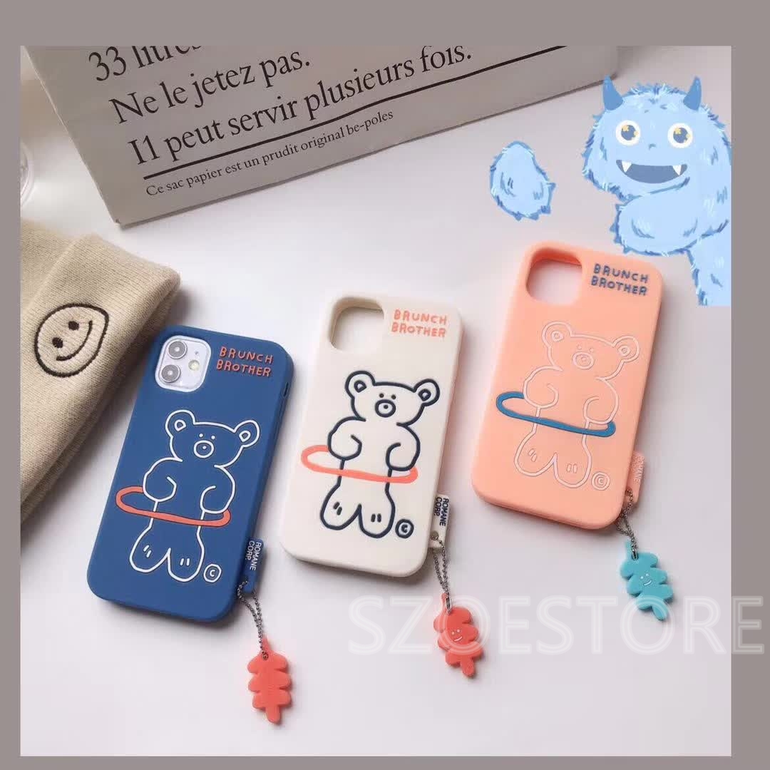 Cartoon Cute Hula Hoop Bear Pendant Soft Silicone Phone Case Cover for Huawei Nova3 Nova3i Nova4 Nova5T Nova7 Nova7SE Nova7i Mate30 Mate30Pro Mate20 Mate20Pro Honor 8X Honor 10 Honor 7X Honor Play Honor 10lite