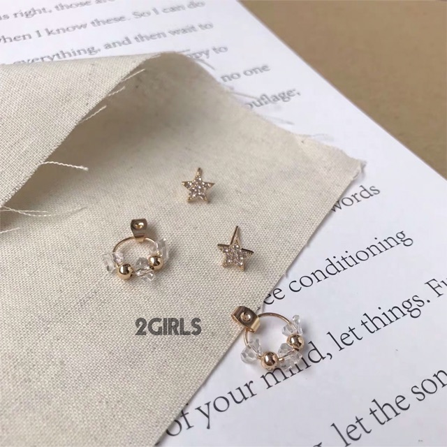 Bông tai xi vàng , bông tai cài chuôi sau kiểu hàn quốc cực xinh