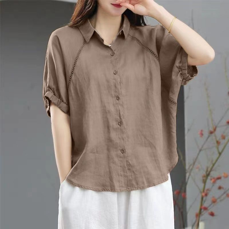 Áo Thun Cotton Lanh Dáng Rộng Tay Ngắn Thời Trang Mùa Hè Kiểu Mới Cho Nữ