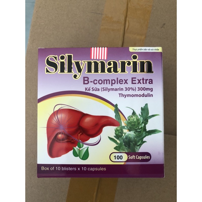 Viên uống SILYMARIN B-COMPLEX EXTRA kiểm soát an ninh gan , hỗ trợ, giải độc gian, hạ men gan - Hộp 100 viên