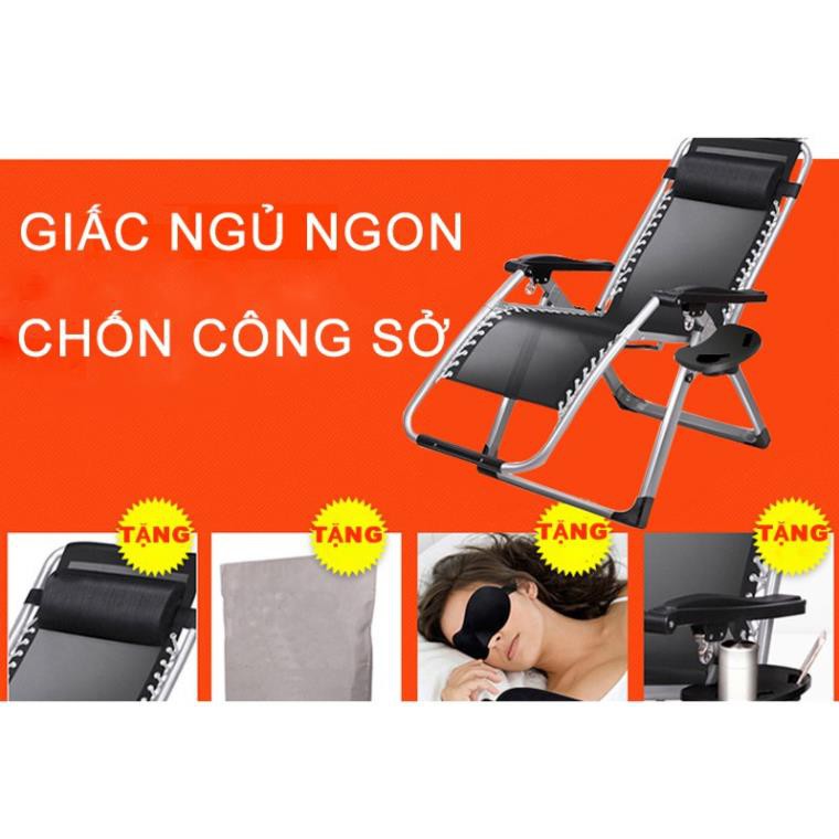 Ghế gấp văn phòng cao cấp [BH 1 NĂM], giường gấp đa năng tiện lợi 3IN1 - [TẶNG] Bịt mắt, khay đựng cốc, gối đầu êm ái