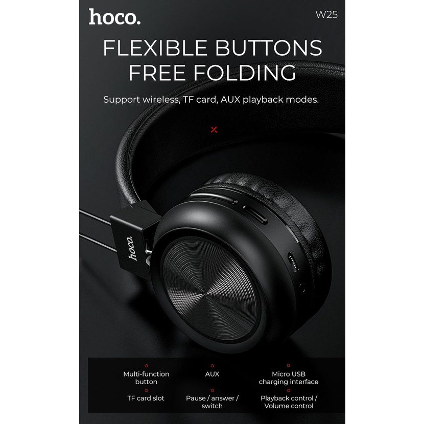 Tai nghe chụp tai bluetooth Hoco W25 chính hãng pin 300mAh