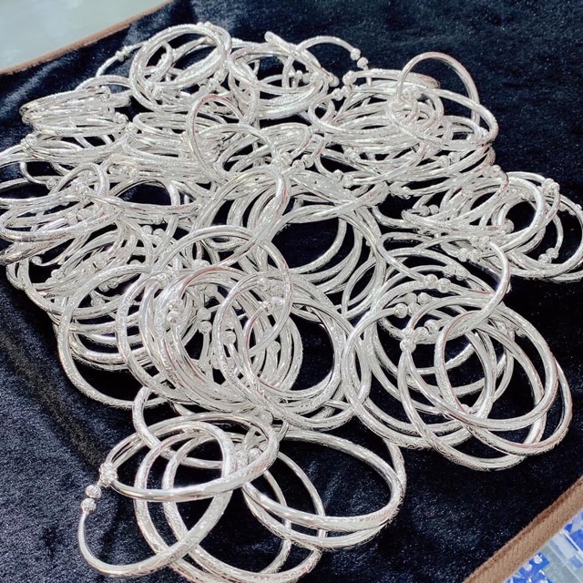 Vòng tay cho bé trái châu chạm rồng chuẩn bạc ta bao trắng