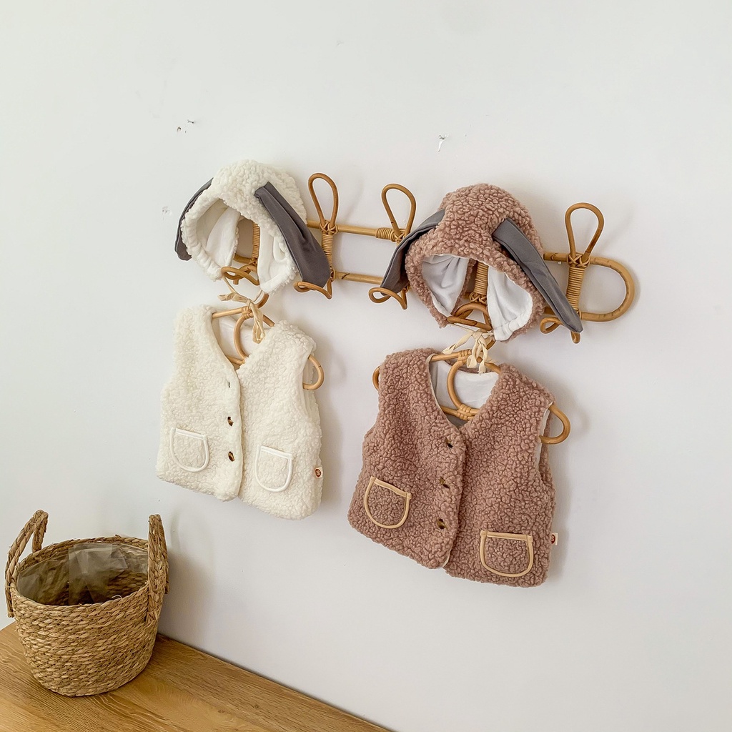 Set áo khoác sát nách và mũ trùm đầu giữ ấm thời trang mùa đông dành cho trẻ em