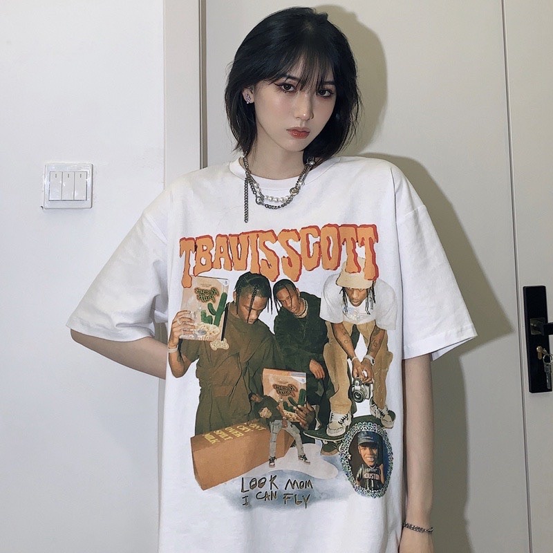 Áo Phông Oversize Hình TRAVIS SCOTT Tay Lỡ Form Thụng Chuẩn Ảnh Sóc Shop 1 ( Video cận chất)