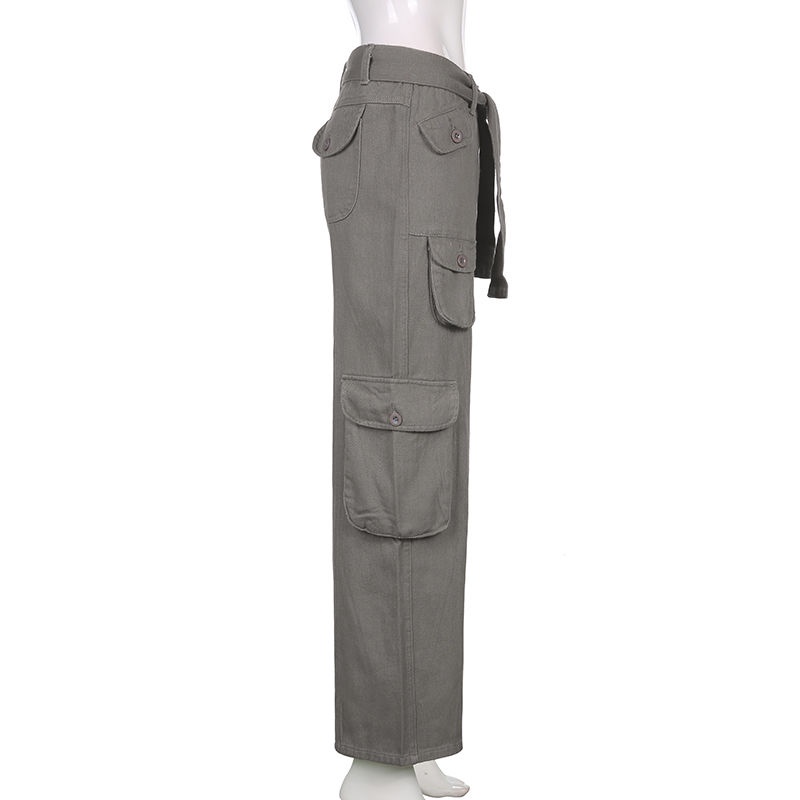 Quần Jean Cotton Dáng Rộng Nhiều Túi Phong Cách Âu Mỹ Cho Nữ
