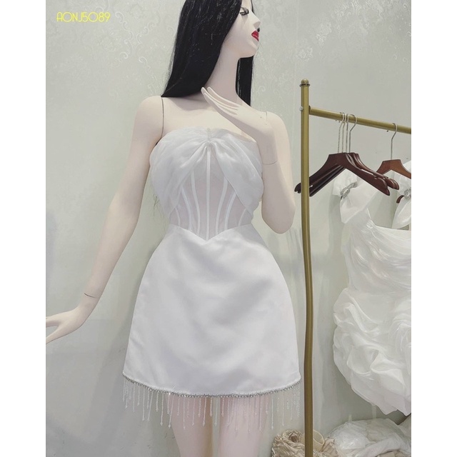 MS1264y ĐẦM CÚP NHŨ ÁNH KIM KẾT TUA RUA PHALEfull size s/M/L/XL