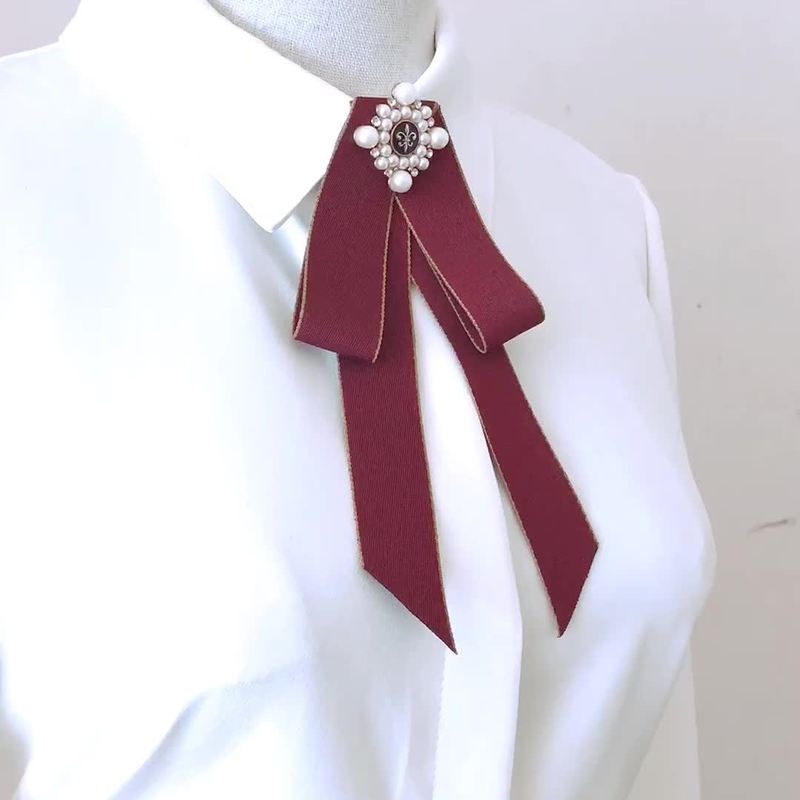 Ghim Cài Áo Hình Nơ Đính Ngọc Trai Nhân Tạo Thời Trang Cho Nam Nữ